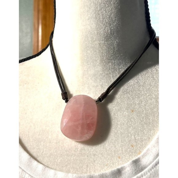 Express Genuine Rose Quartz Necklace -- 18" - Picture 1 of 7